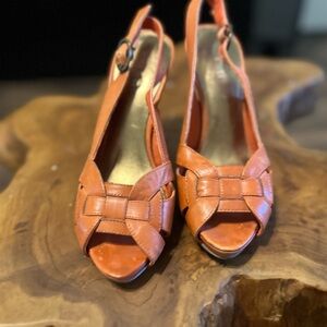 Nine West Orange Strappy Heels